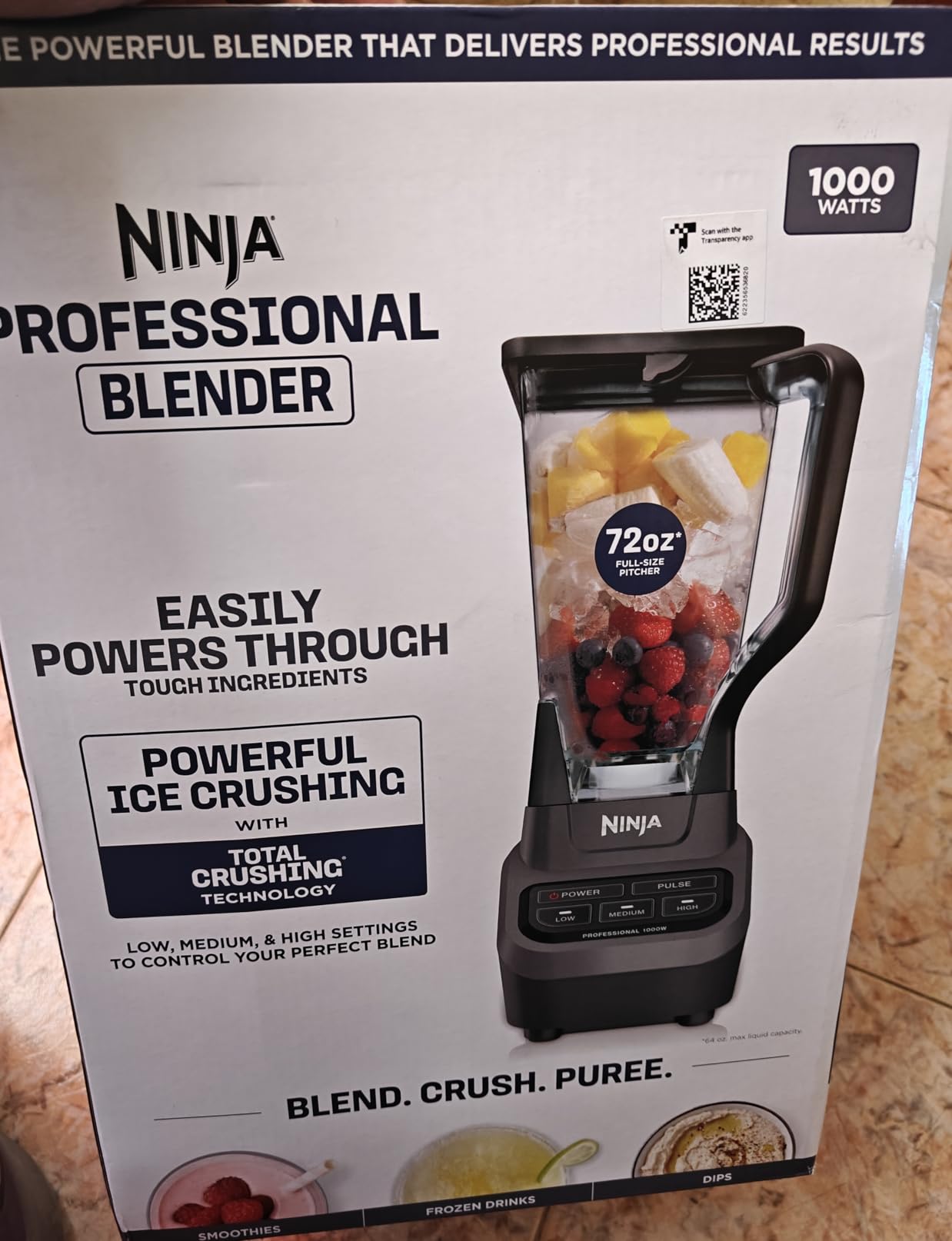 Ninja Professional Blender 1000W, Total Crushing Technology- Smoothies, Ice Crushing & Frozen Fruit, Full-Size Countertop Blender, 72-oz. Pitcher, Black & Grey, BL610 customer photo 1