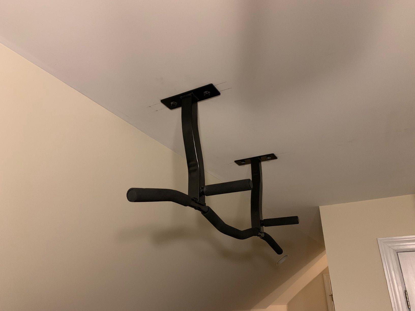 Ceiling Mount Pull Up Bar with Reversible Risers for 16 and 24 Inch Joists with Optimum Grip Spacing by Ultimate Body Press - Customer Photo 1