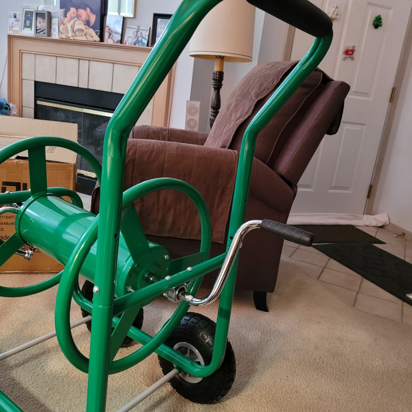 FDW Garden Hose Reel Cart, Water Hose Cart with 4 Wheels, Hold Up to 300 ft of 5/8'' Hose, Heavy Duty Powder-Coated Steel Planting with Storage Basket, for Garden, Yard and Lawn Customer Review FDW Garden Hose Reel Cart, Water Hose Cart with 4 Wheels, Hold Up to 300 ft of 5/8'' Hose, Heavy Duty Powder-Coated Steel Planting with Storage Basket, for Garden, Yard and Lawn - Customer Photo 3