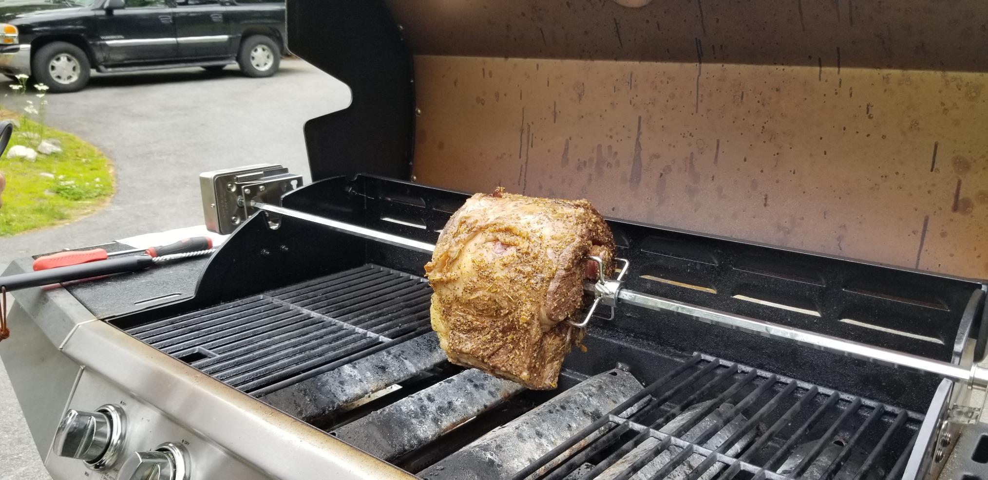 onlyfire Universal Rotisserie Kit with 110V Electric Motor for Gas Grills | Stainless Steel, 45