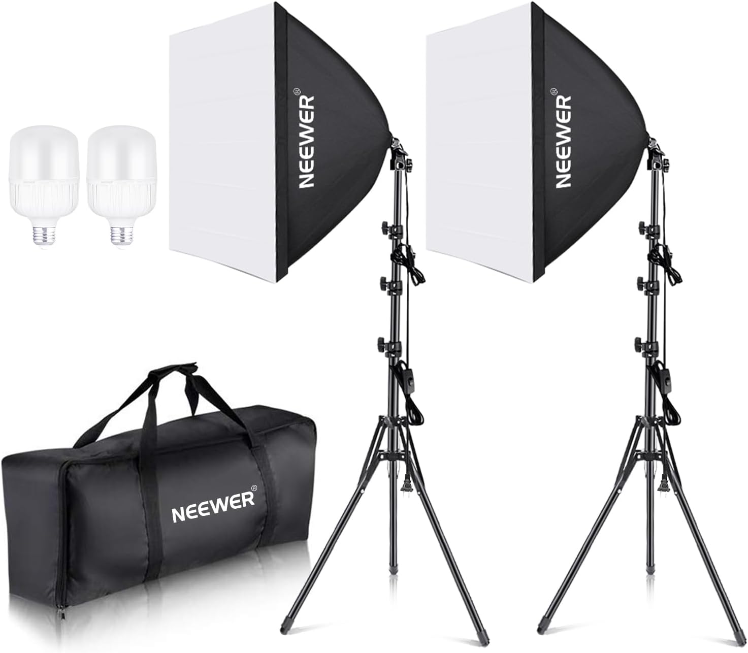 NEEWER 700W Equivalent Softbox Lighting Kit, 2Pack UL Certified 5700K LED Lighting Bulbs, 24x24 inches Softboxes with E26 Socket, Photography Continuous Lighting Kit Photo Studio Equipment - Customer Photo 1