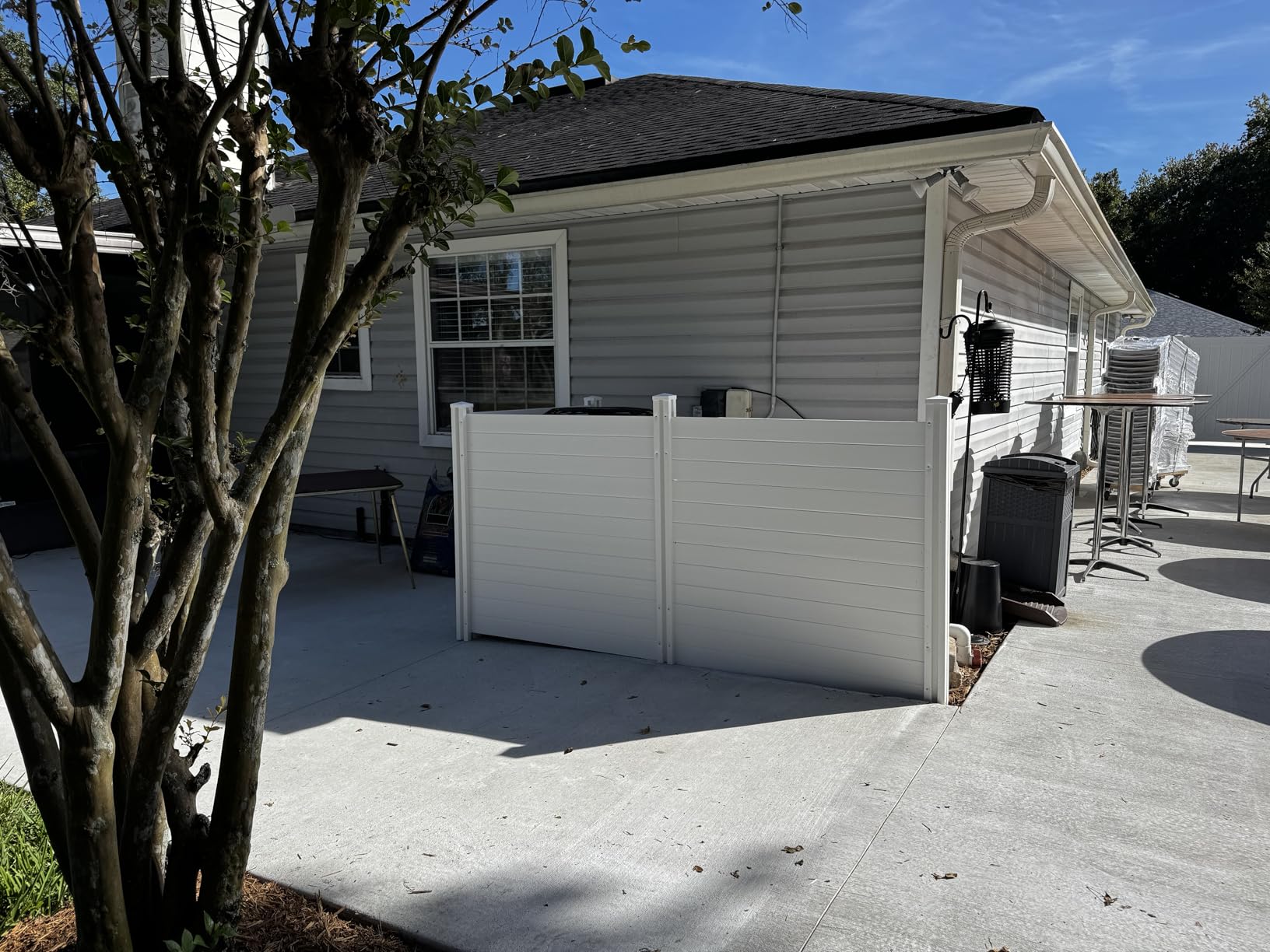 4ft H x 4ft W (2 Panels) No Dig Enclo Premium White Vinyl Privacy Screen, Outdoor Privacy Panels, Use As Air Conditioner Fence, Trash Can Enclosure, Pool Equipment Enclosure, ZP19014 Customer Review 4ft H x 4ft W (2 Panels) No Dig Enclo Premium White Vinyl Privacy Screen, Outdoor Privacy Panels, Use As Air Conditioner Fence, Trash Can Enclosure, Pool Equipment Enclosure, ZP19014 - Customer Photo 1