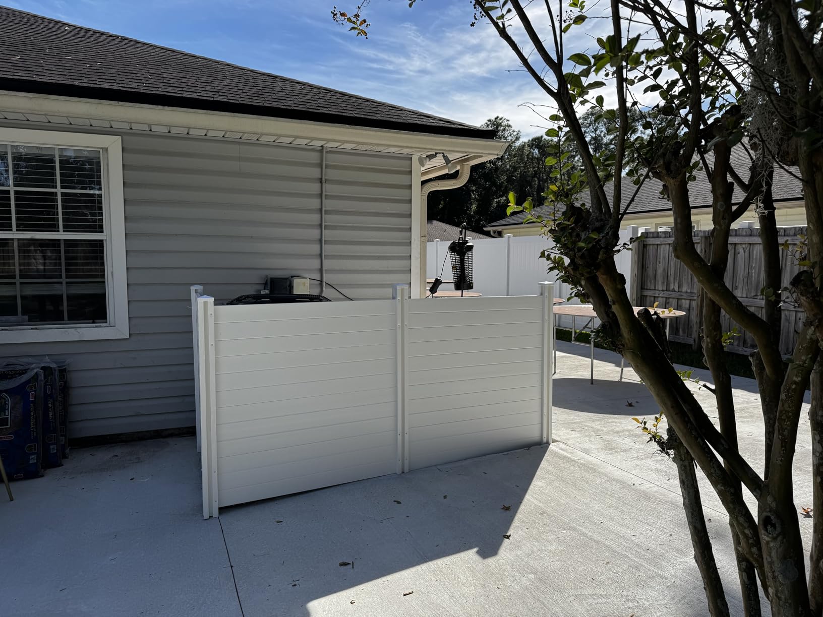 4ft H x 4ft W (2 Panels) No Dig Enclo Premium White Vinyl Privacy Screen, Outdoor Privacy Panels, Use As Air Conditioner Fence, Trash Can Enclosure, Pool Equipment Enclosure, ZP19014 Customer Review 4ft H x 4ft W (2 Panels) No Dig Enclo Premium White Vinyl Privacy Screen, Outdoor Privacy Panels, Use As Air Conditioner Fence, Trash Can Enclosure, Pool Equipment Enclosure, ZP19014 - Customer Photo 2