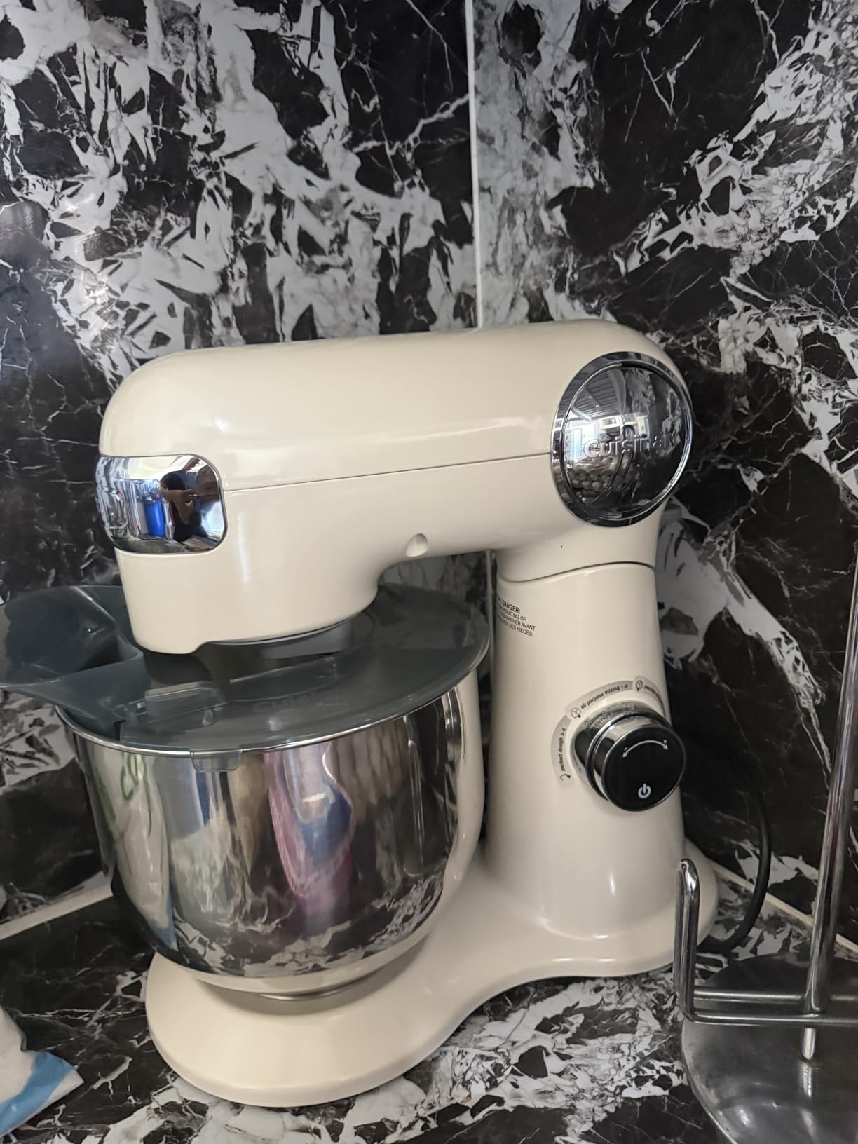 Cuisinart Stand Mixer, 12 Speed, 5.5 Quart Stainless Steel Bowl, Chef's Whisk, Mixing Paddle, Dough Hook, Splash Guard w/ Pour Spout, White Linen, SM-50, Manual - Customer Photo 1