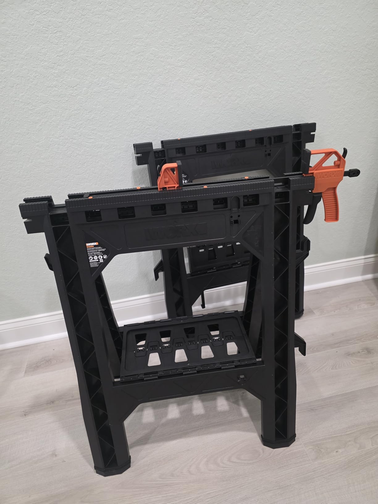 Worx Pegasus 2-in-1 Folding Work Table & Sawhorse, Easy Setup Portable Workbench, 31