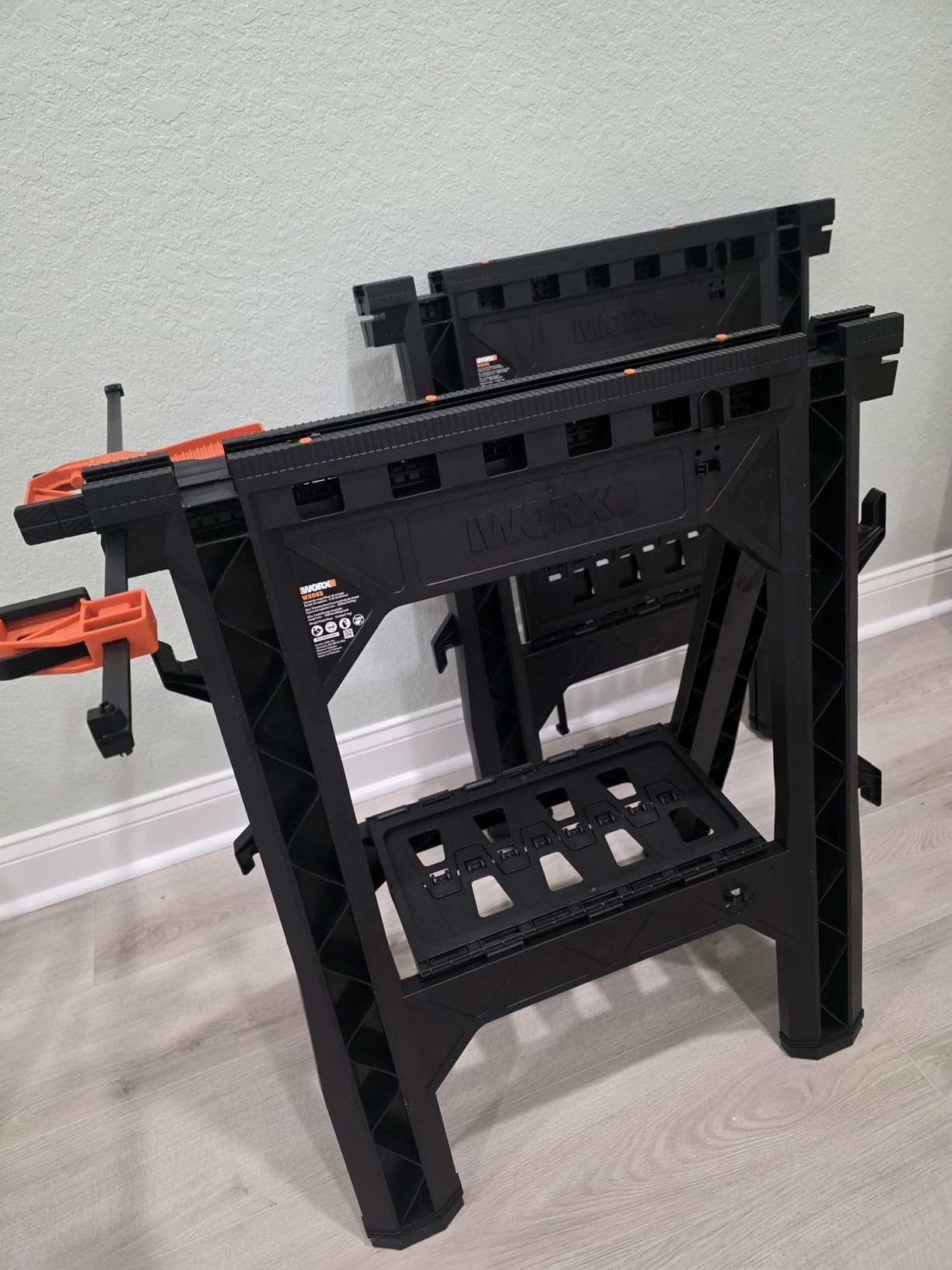 Worx Pegasus 2-in-1 Folding Work Table & Sawhorse, Easy Setup Portable Workbench, 31