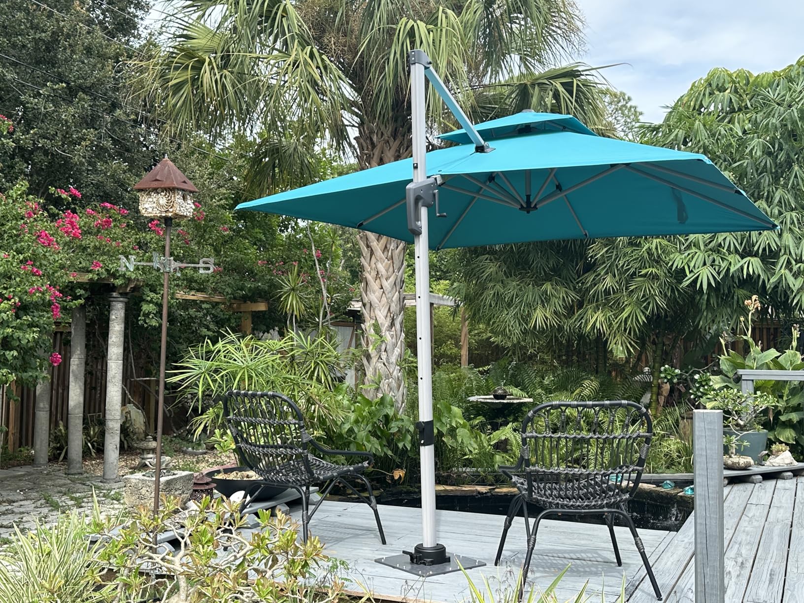 PURPLE LEAF 10ft Patio Umbrella Outdoor Square Large Cantilever Windproof Offset and Heavy Duty Sun Umbrella for Garden Deck Pool, Beige Customer Review PURPLE LEAF 10ft Patio Umbrella Outdoor Square Large Cantilever Windproof Offset and Heavy Duty Sun Umbrella for Garden Deck Pool, Beige - Customer Photo 2