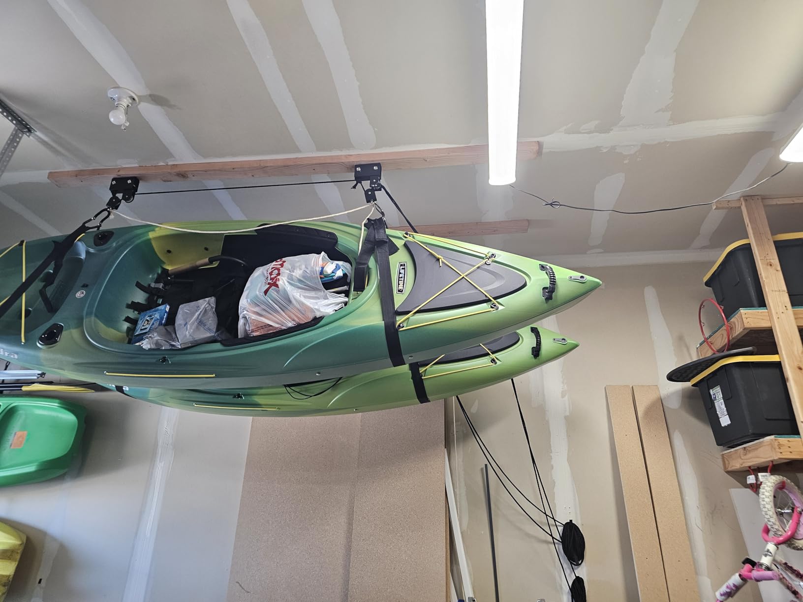 RAD Sportz Kayak Hoist 2-Pack Quality Garage Storage Canoe Lift with 125 lb Capacity Even Works as Ladder Lift Premium Quality Pulley System - Customer Photo 1