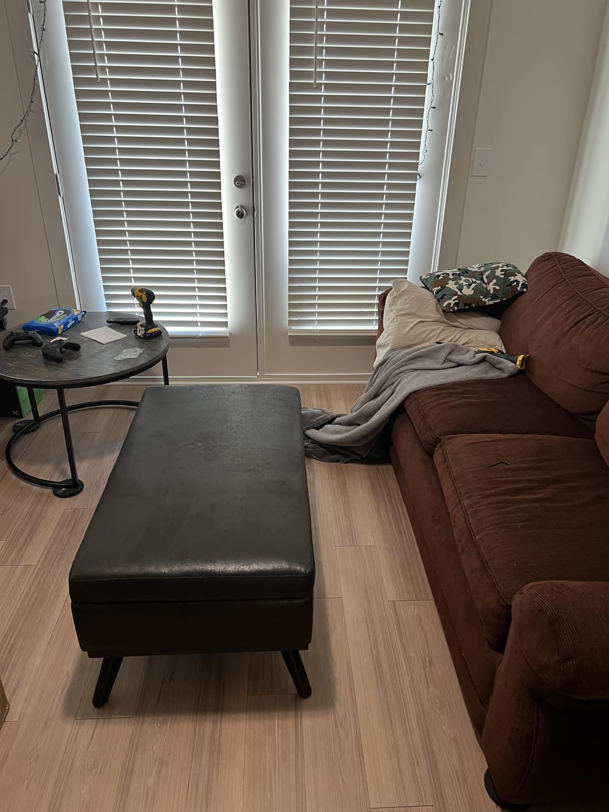 SIMPLIHOME Owen 34 inch Wide Mid Century Modern Rectangle Coffee Table Storage Ottoman - Customer Photo 2