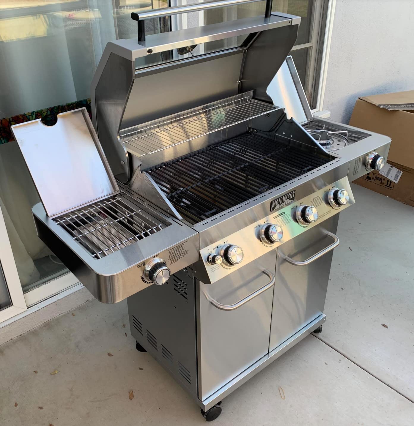 Monument Grills Larger 4+2 Burner Propane Gas Grills Stainless Steel Cabinet Style with Clearview Lid, Knob Controls, Built-In Thermometer, Infrared Side Sear Burners and Side Burners, Outdoor Use - Customer Photo 1