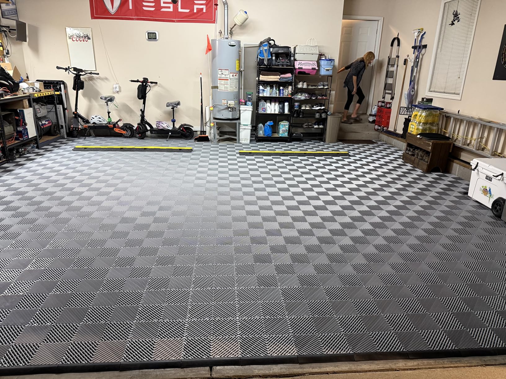 Big Floors RaceDeck Free-Flow Interlocking Garage Flooring Tiles, Non-Slip, Self-Draining, Heavy-Duty, High-Impact Copolymer, Easy Install (Black, 48 Pack of 12 x 12
