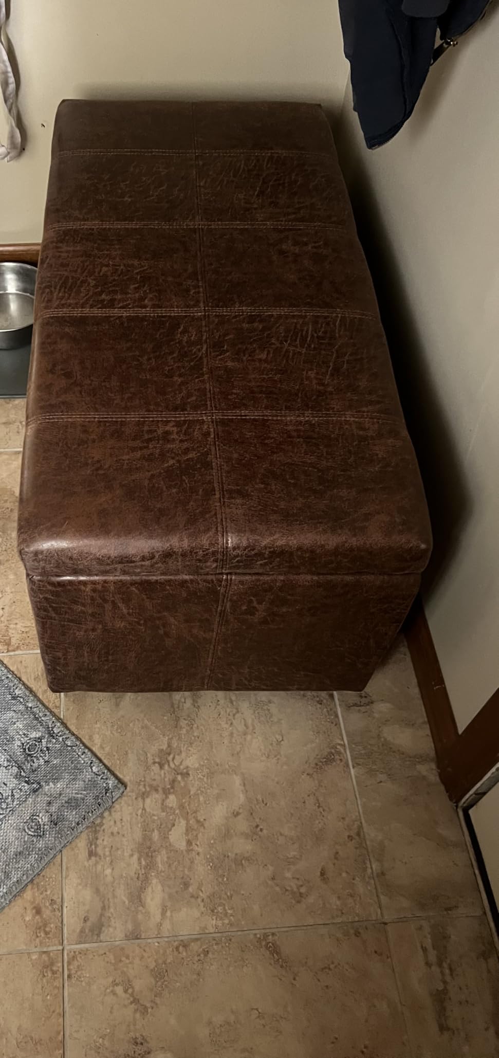 SIMPLIHOME Dover 36 inch Wide Contemporary Rectangle Storage Ottoman Bench in Distressed Umber Brown Vegan Faux Leather, Assembled, For the Living Room, Entryway and Family Room - Customer Photo 1