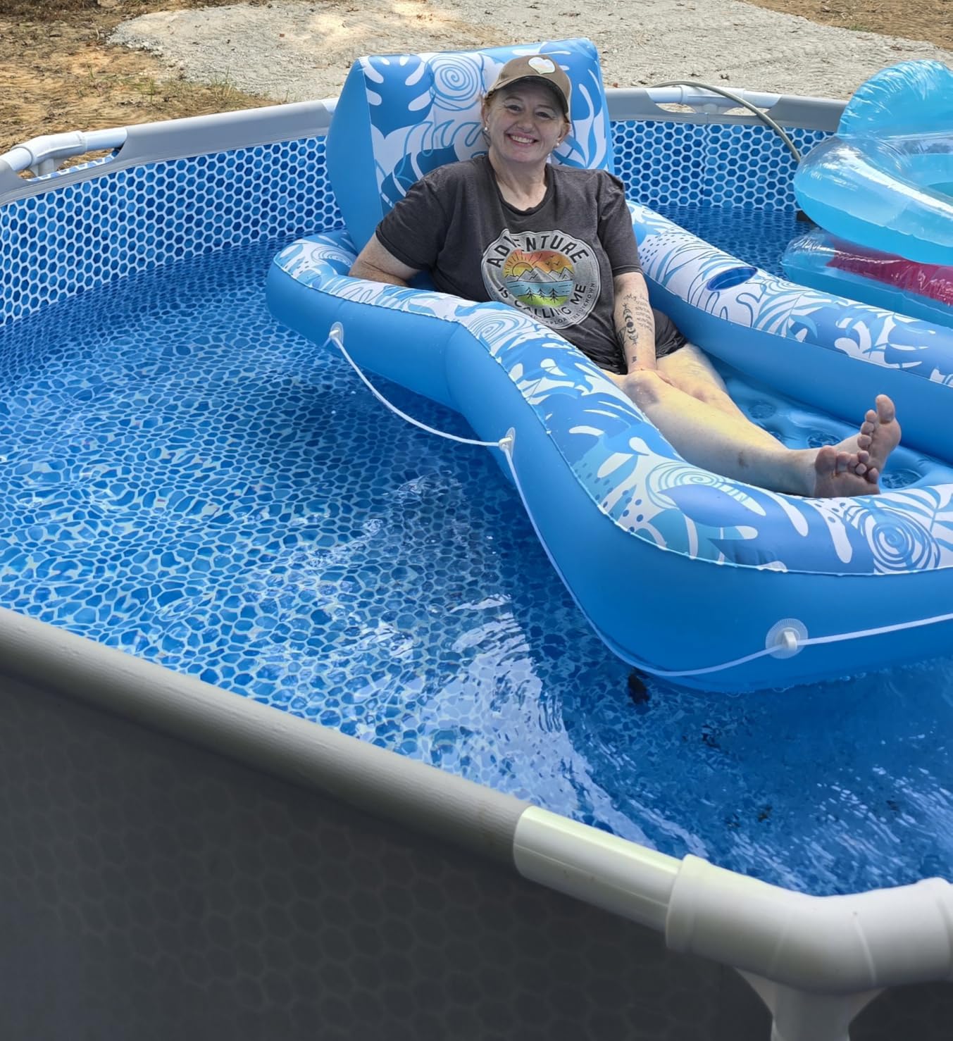 Intex 26723EH Prism Frame Premium Above Ground Swimming Pool Set: 15ft x 42in – Includes 1000 GPH Cartridge Filter Pump – Removable Ladder – Pool Cover – Ground Cloth - Customer Photo 2