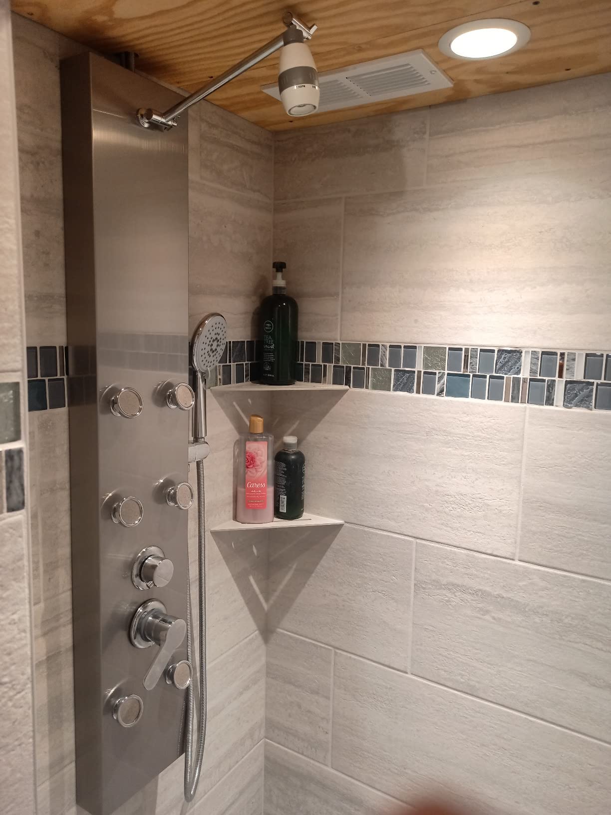 ROVOGO 304 Stainless Steel Shower Panels System with 8-inch Rainfall Shower, 6 Body Jets and 5-Setting Handheld Shower Wand, Shower Tower with Adjustable Head, Brushed customer photo 1