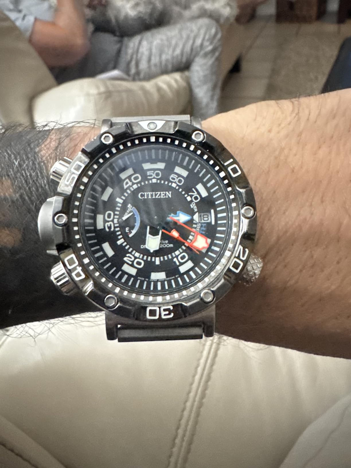 Citizen Men's Eco-Drive Promaster Sea Aqualand Depth Meter Watch in Stainless Steel with Black Polyurethane Strap - Customer Photo 1