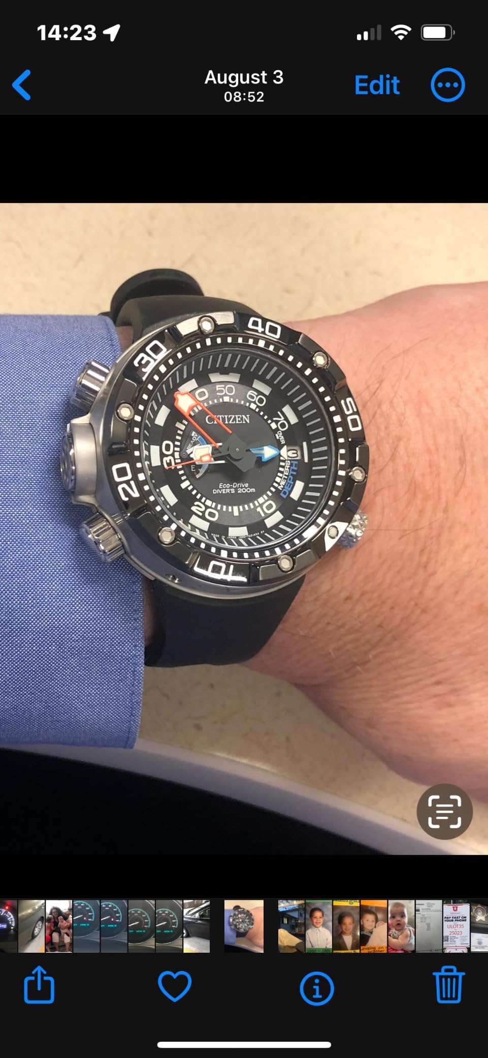 Citizen Men's Eco-Drive Promaster Sea Aqualand Depth Meter Watch in Stainless Steel with Black Polyurethane Strap - Customer Photo 2