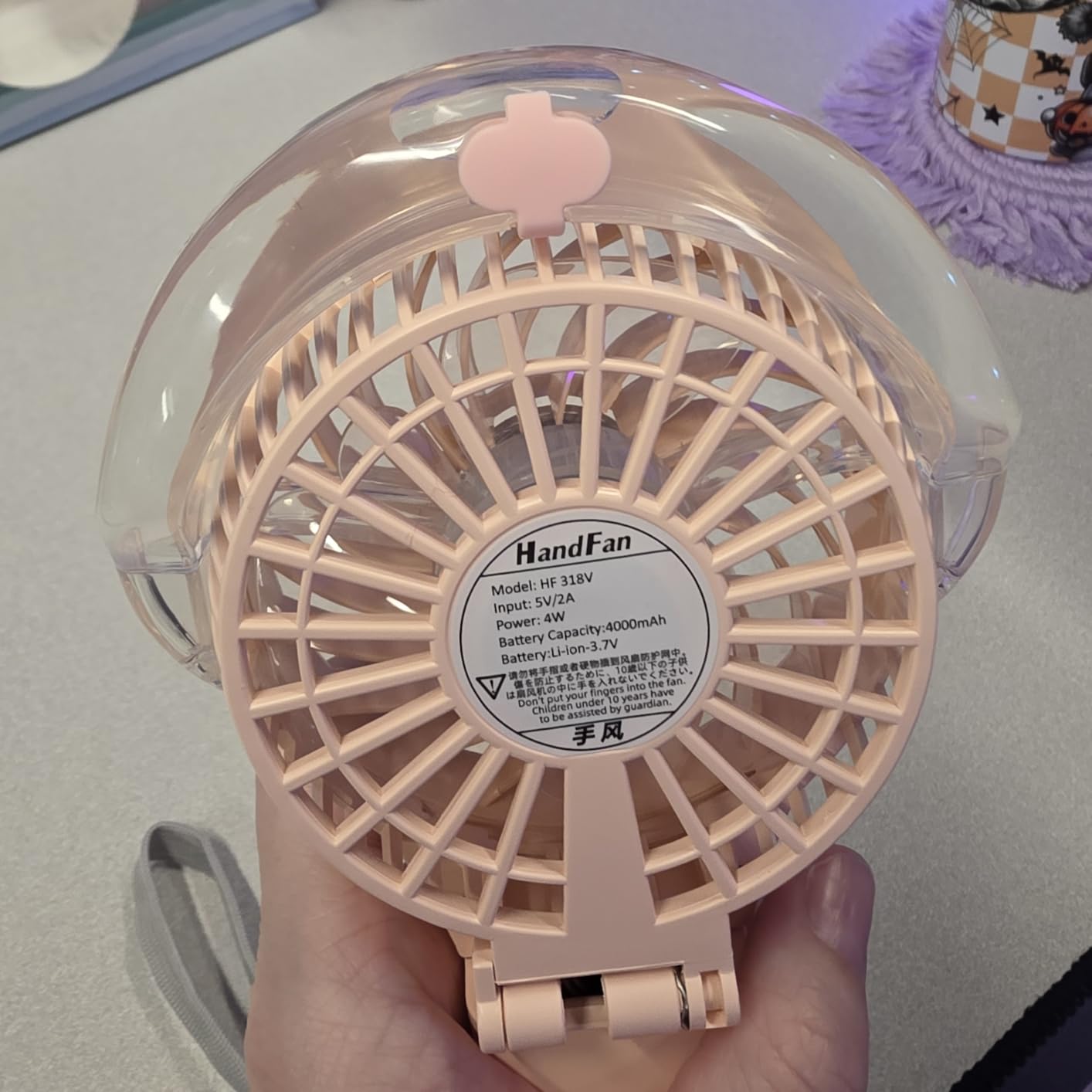 HandFan Upgraded Portable Handheld Misting Fan, Rechargeable Personal Mister Fan, Spray Water Mist Fans, Foldable Mini Cooling Hand Fans for Summer Beach Travel Concerts, Gifts for Women(Royal Blue) - Customer Photo 2