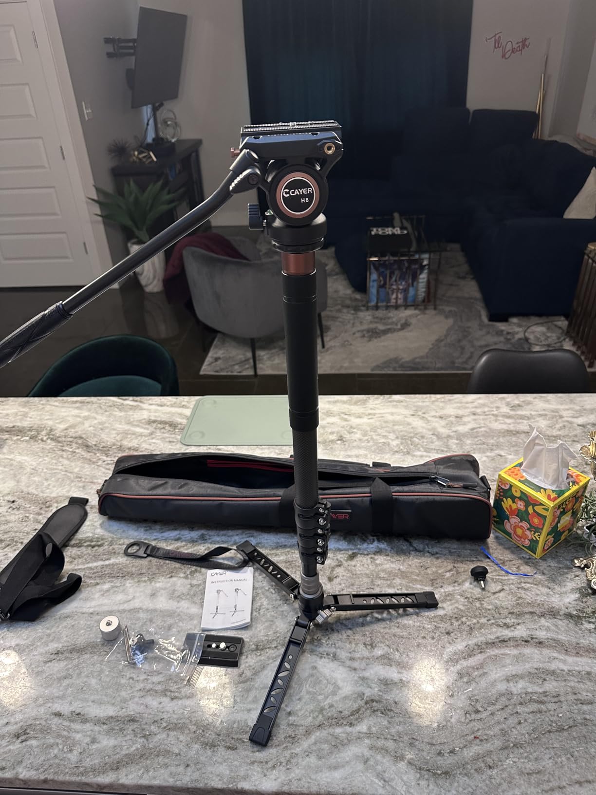 Cayer Monopod Camera Stand, Carbon Fiber Telescopic Monopods Kit with Video Fluid Head and Folding Support Base, 1 Extra Sliding Plate, for DSLR Video Cameras & Camcorders, CF34, 72 Inch Customer Review Cayer Monopod Camera Stand, Carbon Fiber Telescopic Monopods Kit with Video Fluid Head and Folding Support Base, 1 Extra Sliding Plate, for DSLR Video Cameras & Camcorders, CF34, 72 Inch - Customer Photo 2