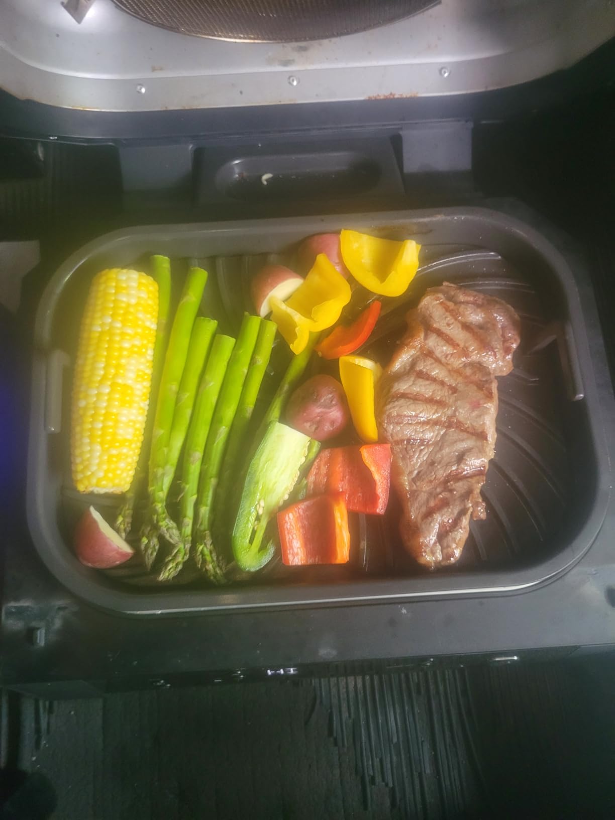 Ninja | Indoor Grill | Foodi | 5-in-1 (Grill, Air Fry, Roast, Bake, and Dehydrate) | Fits up to 3lb Roast | Smoke Control System and Dishwasher Safe Parts | Black/Grey | AG301 customer photo 2