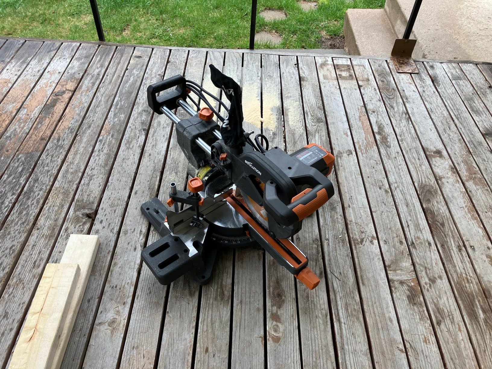 Evolution Power Tools R255SMS+ PLUS 10-Inch Sliding Miter Saw Plus Multi-Material Multi-Purpose Cutting Cuts Metal, Plastic, Wood & More 0˚ - 45˚ Bevel & 50˚ - 50˚ Miter Angles TCT Blade Included customer photo 2