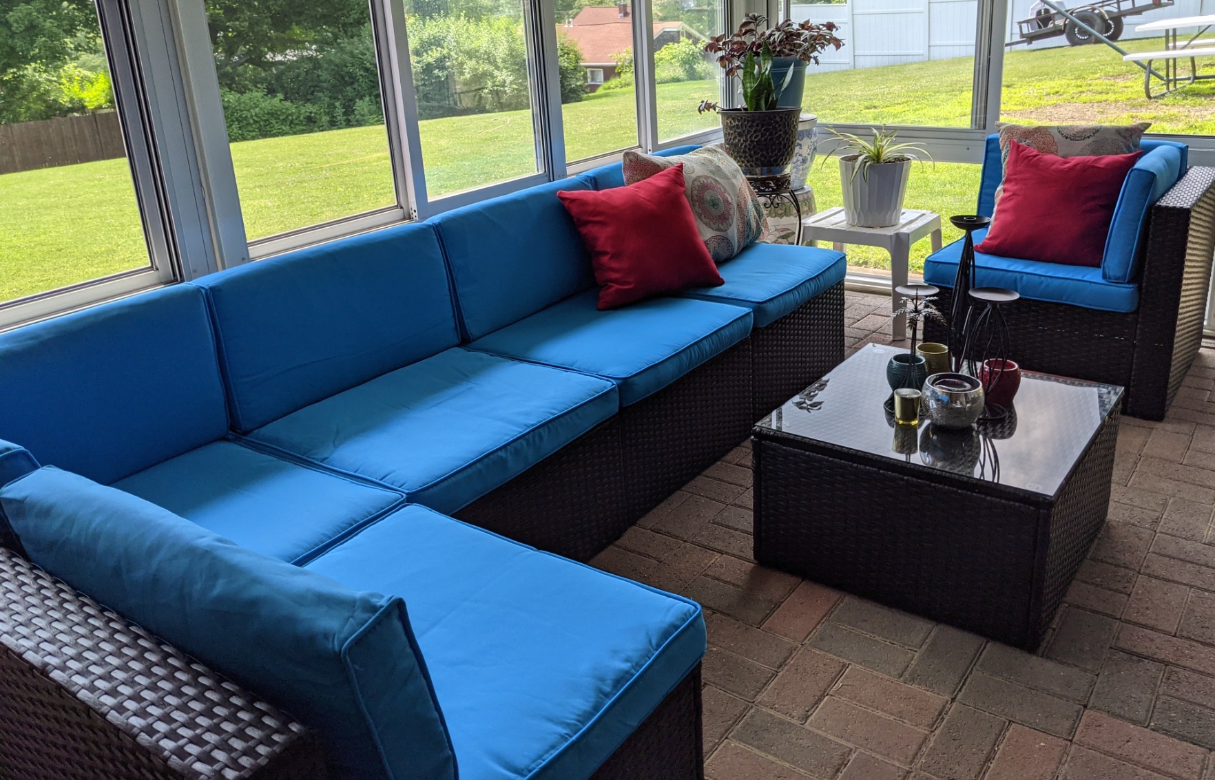 Devoko Patio Furniture Sets 6 Pieces Outdoor Sectional Rattan Sofa Manual Weaving Wicker Patio Conversation Set with Glass Table and Cushion (Beige) Customer Review Devoko Patio Furniture Sets 6 Pieces Outdoor Sectional Rattan Sofa Manual Weaving Wicker Patio Conversation Set with Glass Table and Cushion (Beige) - Customer Photo 2