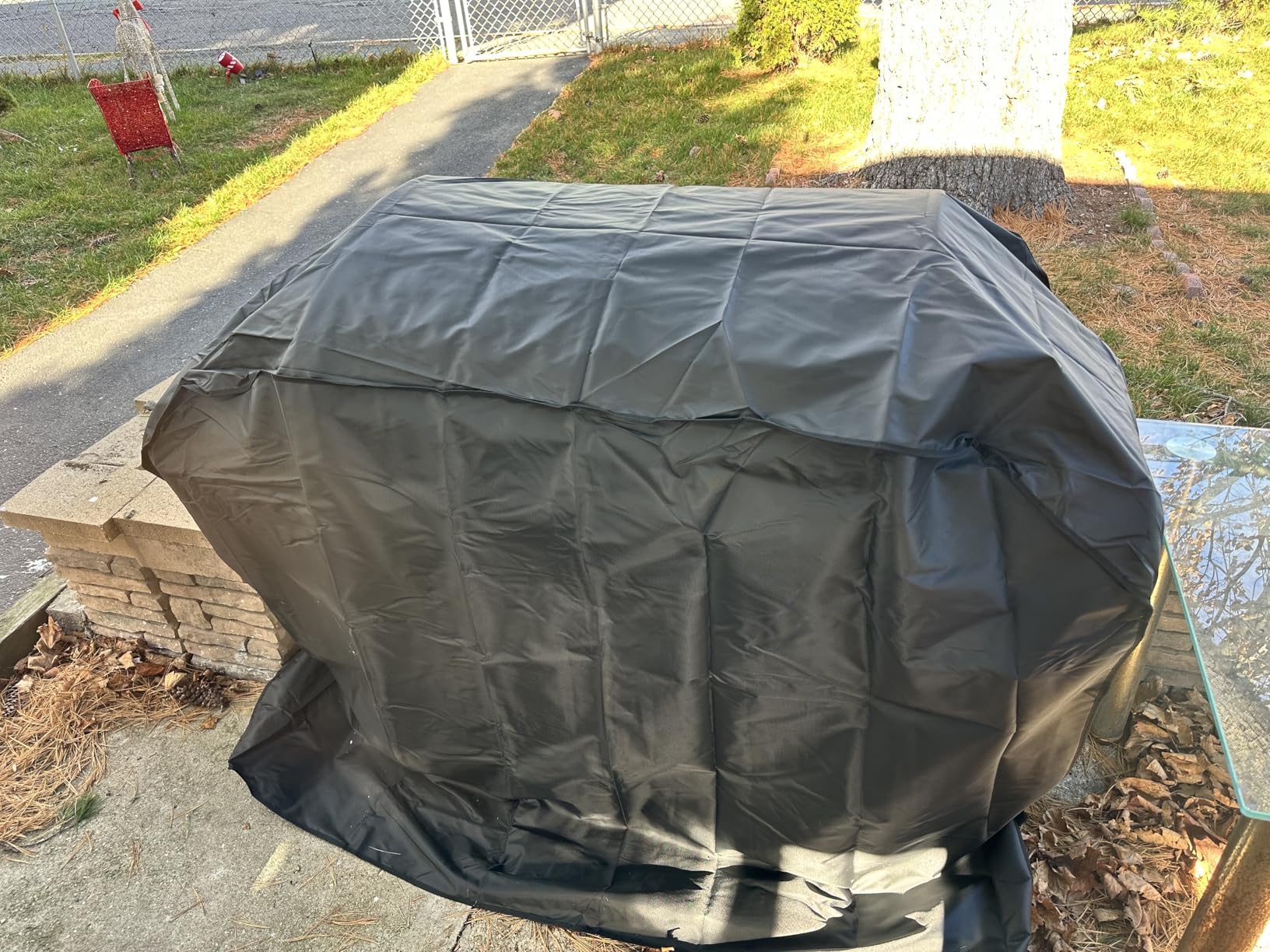 Grill Cover, 58 inch BBQ Gas Grill Cover for Outdoor Grill, Waterproof, Anti-UV, Rip-Proof, Fade Resistant Material, Barbecue Cover with Hook-and-Loop Straps & Adjustable Hem Drawstring, Black customer photo 2