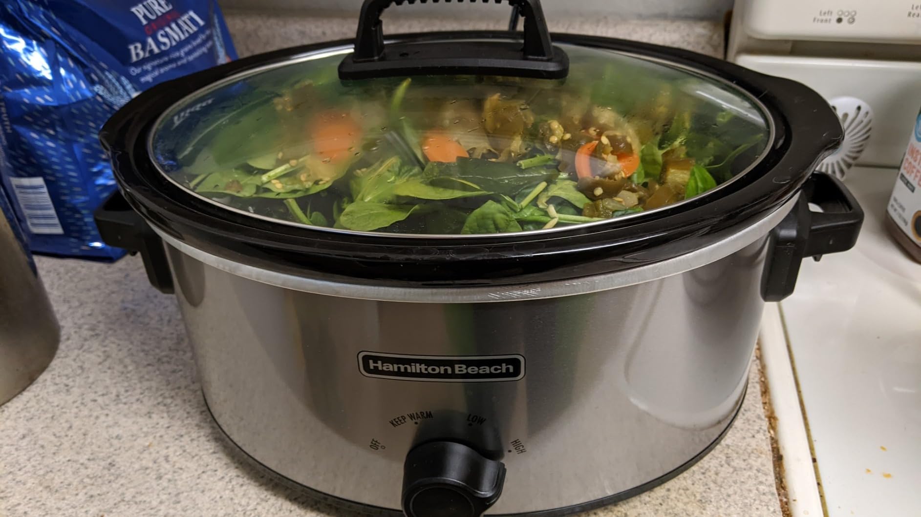 Hamilton Beach 6-Quart Slow Cooker with 3 Cooking Settings, Dishwasher-Safe Stoneware Crock & Glass Lid, Silver (33665G) Customer Review Hamilton Beach 6-Quart Slow Cooker with 3 Cooking Settings, Dishwasher-Safe Stoneware Crock & Glass Lid, Silver (33665G) - Customer Photo 2