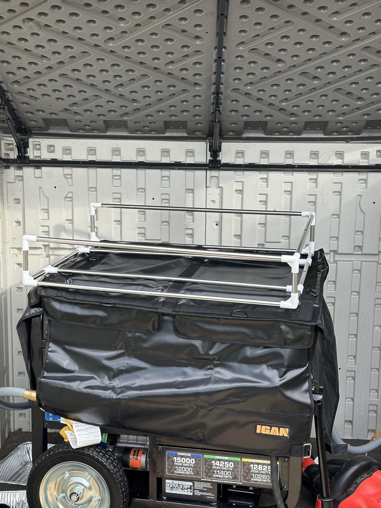 IGAN Generator Covers While Running for most 3500w-12000w Generators - Ultra Heavy Duty Generator Covers for Outside - Portable Waterproof Generator Cover, Generator Enclosure Outdoor, Black - Customer Photo 1