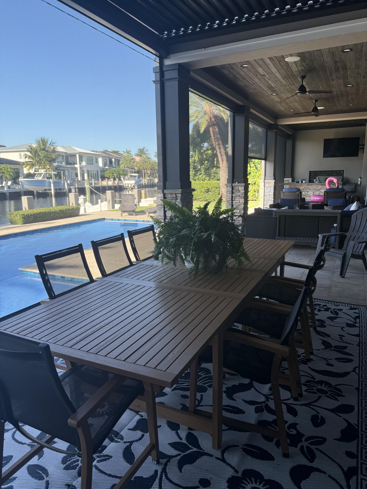 Amazonia Franklin 9-Piece Rectangular Extendable Patio Dining Set Teak Finish and Weather-Net Technology Ideal for Outdoors and Indoors Customer Review Amazonia Franklin 9-Piece Rectangular Extendable Patio Dining Set Teak Finish and Weather-Net Technology Ideal for Outdoors and Indoors - Customer Photo 1