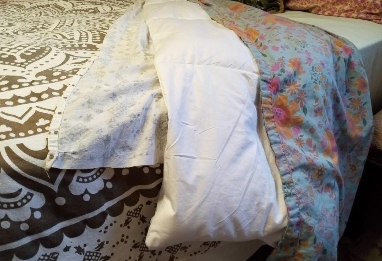 Serta Goose Feather Down Fiber Cotton Comforter Queen Size - 100% Cotton Duvet Insert - Hotel Luxury Hypoallergenic Bedding Comforter All Season Medium Warmth 90 x 90 Inch White - Customer Photo 2