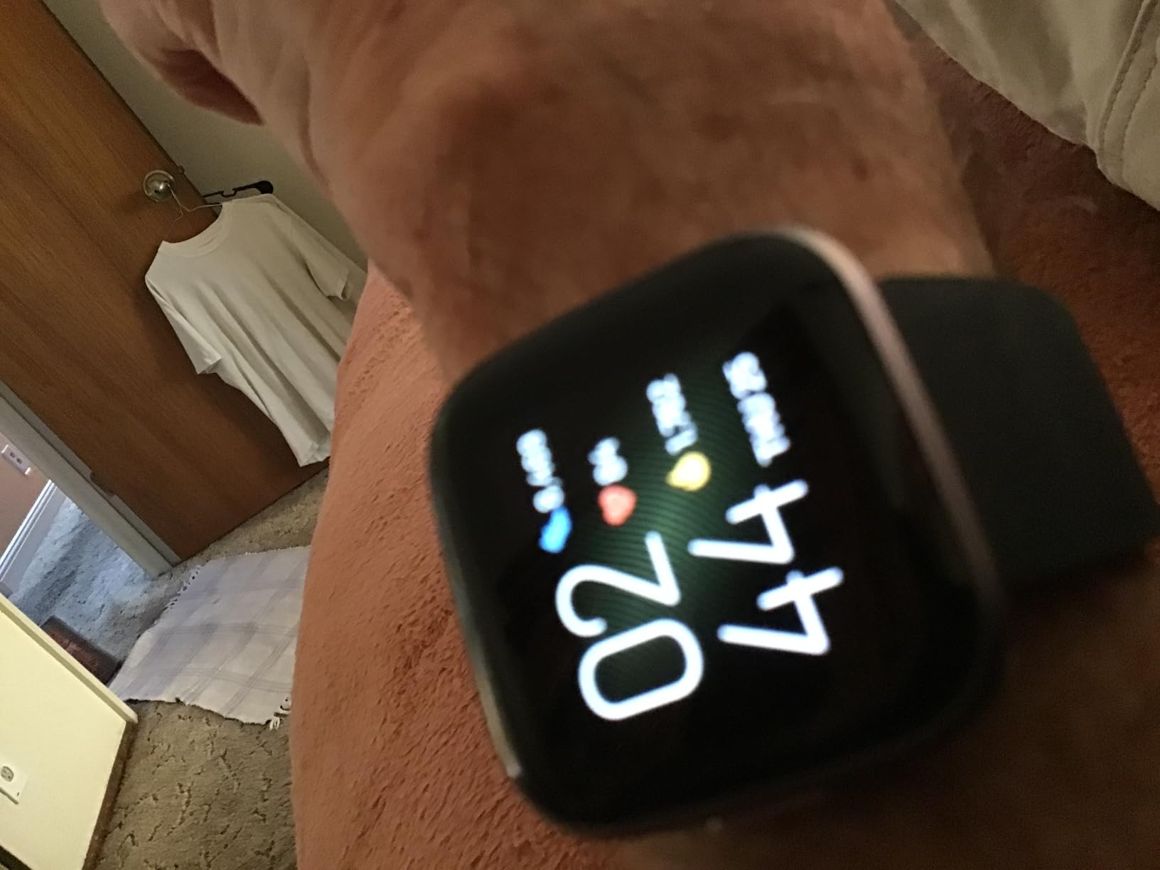 Fitbit Versa 2 Health & Fitness Smartwatch with Heart Rate, Music, Alexa Built-in, Sleep & Swim Tracking, Black/Carbon, One Size (S & L Bands Included) (Renewed) - Customer Photo 1