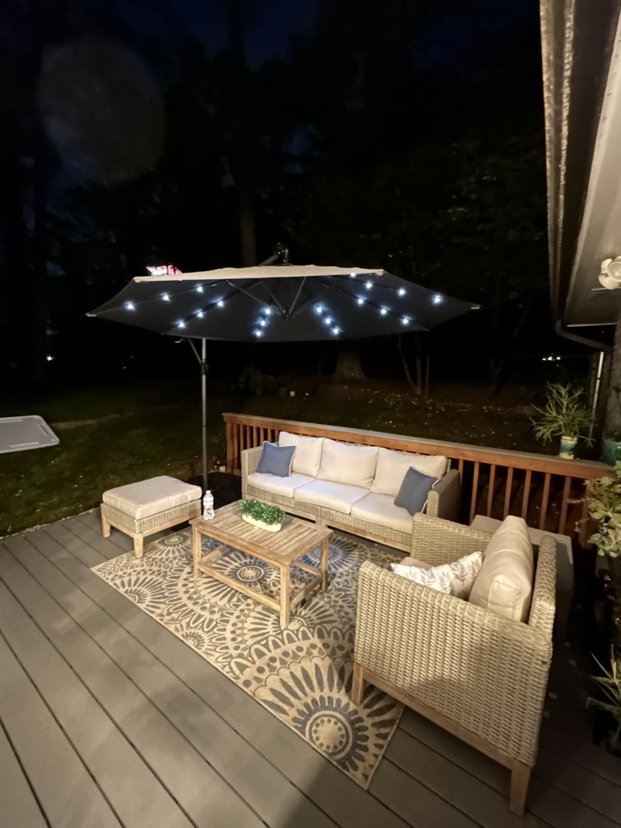 Best Choice Products 10ft Solar LED Offset Hanging Market Patio Umbrella for Backyard, Poolside, Lawn and Garden w/Easy Tilt Adjustment, Polyester Shade, 8 Ribs - Tan Customer Review Best Choice Products 10ft Solar LED Offset Hanging Market Patio Umbrella for Backyard, Poolside, Lawn and Garden w/Easy Tilt Adjustment, Polyester Shade, 8 Ribs - Tan - Customer Photo 2