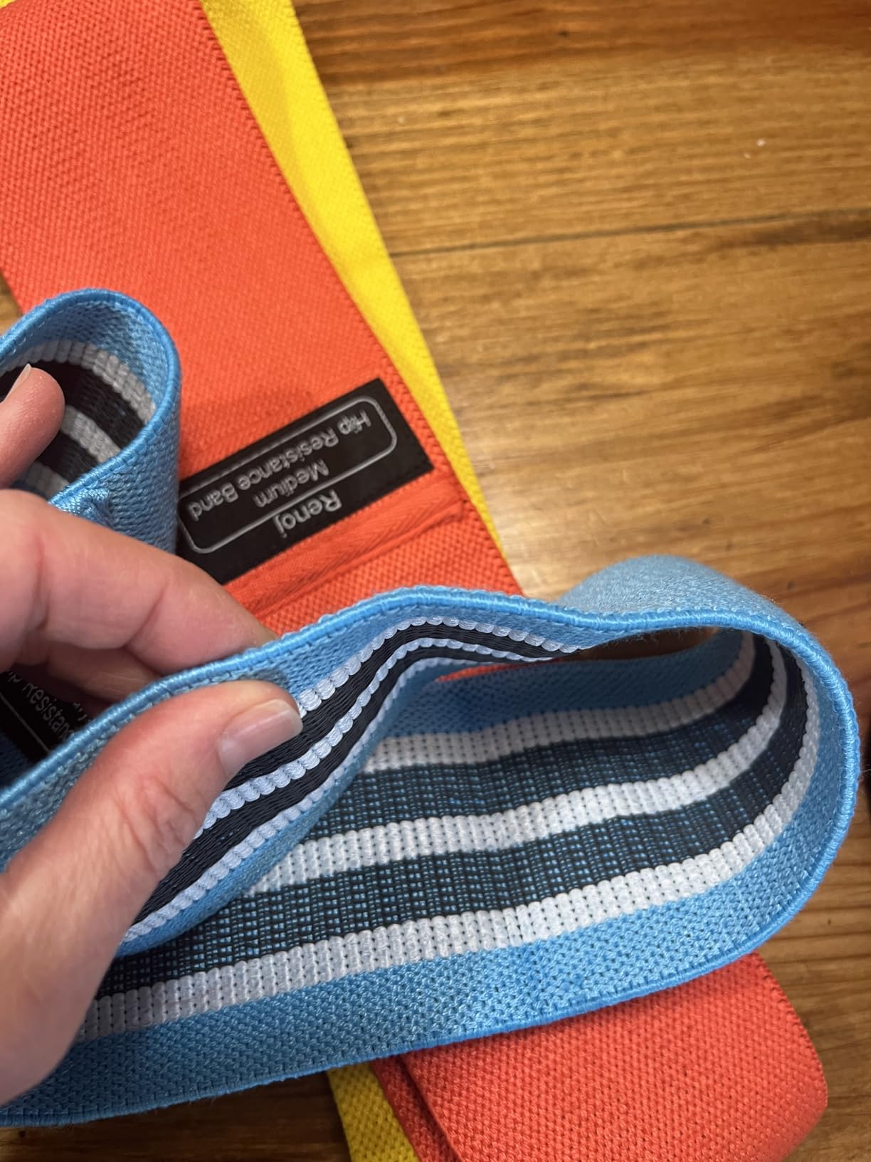 Renoj Resistance Bands for Working Out: 3-Set Professional Exercise Bands for Pilates, Yoga, Home Gym, Booty, Leg Training | Heavy/Medium/Light Fabric Loops for Women Men Customer Review Renoj Resistance Bands for Working Out: 3-Set Professional Exercise Bands for Pilates, Yoga, Home Gym, Booty, Leg Training | Heavy/Medium/Light Fabric Loops for Women Men - Customer Photo 2