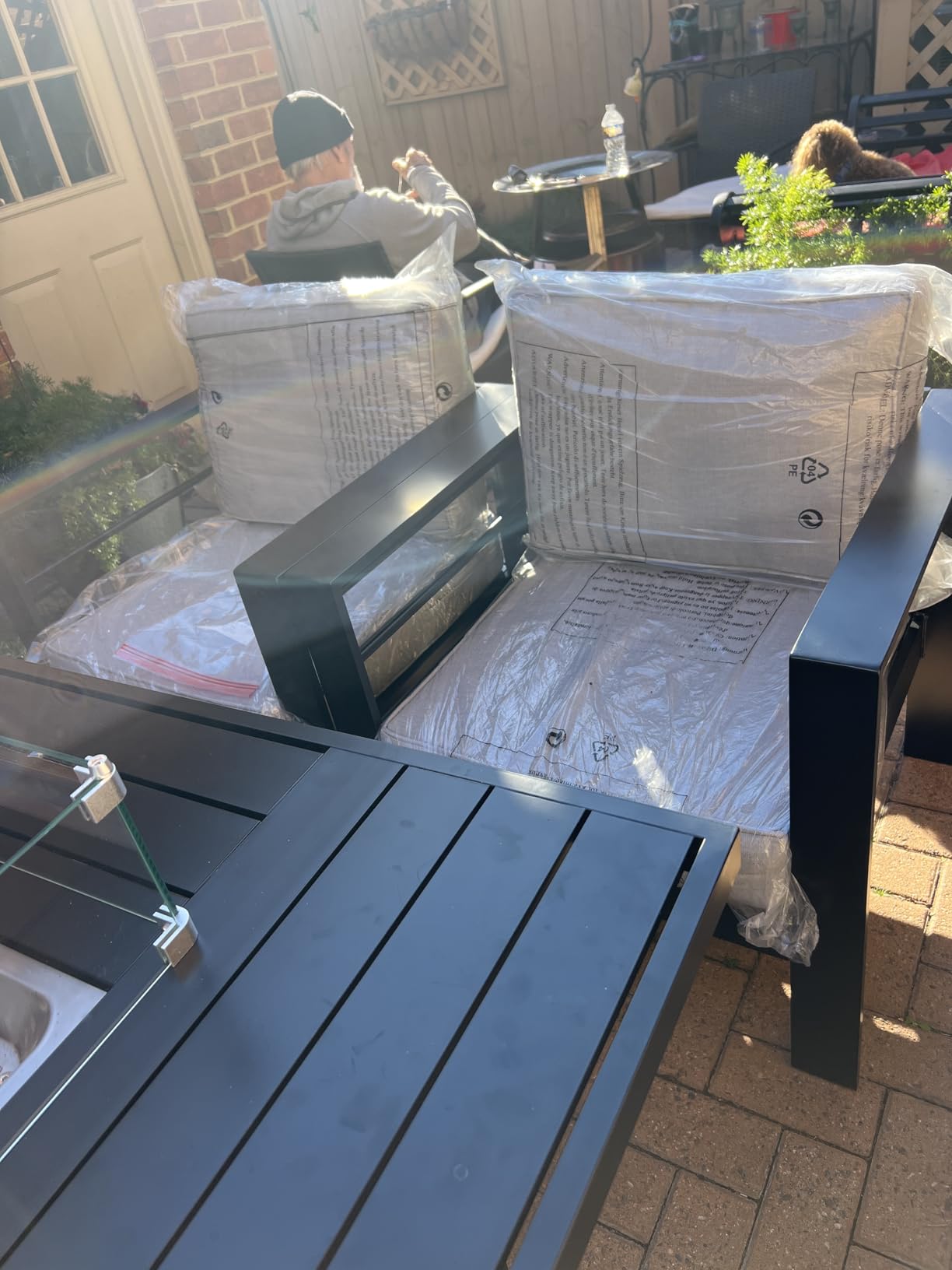 Solaste Aluminum Patio Furniture Set, 5 Seats Modern Outdoor Conversation Set Sectional Sofa with Upgrade Cushion and Coffee Table,Grey - Customer Photo 2