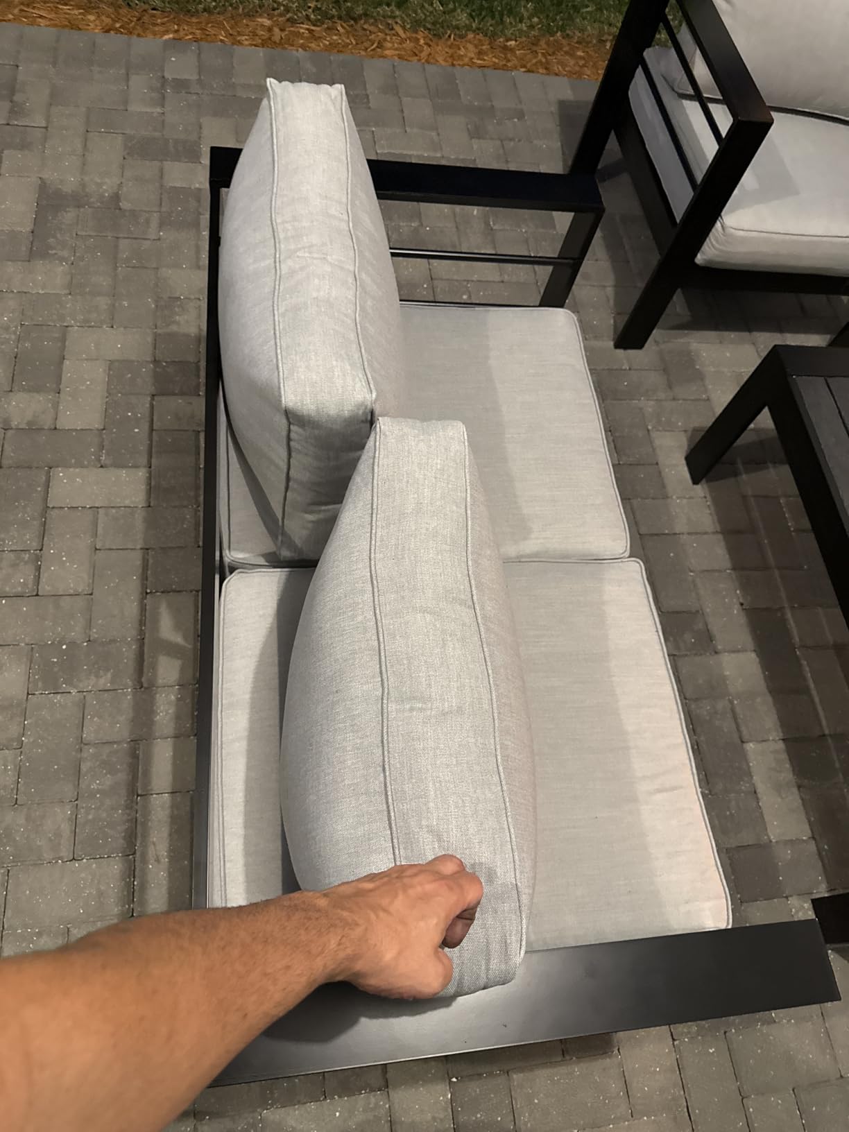 Solaste Aluminum Patio Furniture Set, 5 Seats Modern Outdoor Conversation Set Sectional Sofa with Upgrade Cushion and Coffee Table,Grey - Customer Photo 4