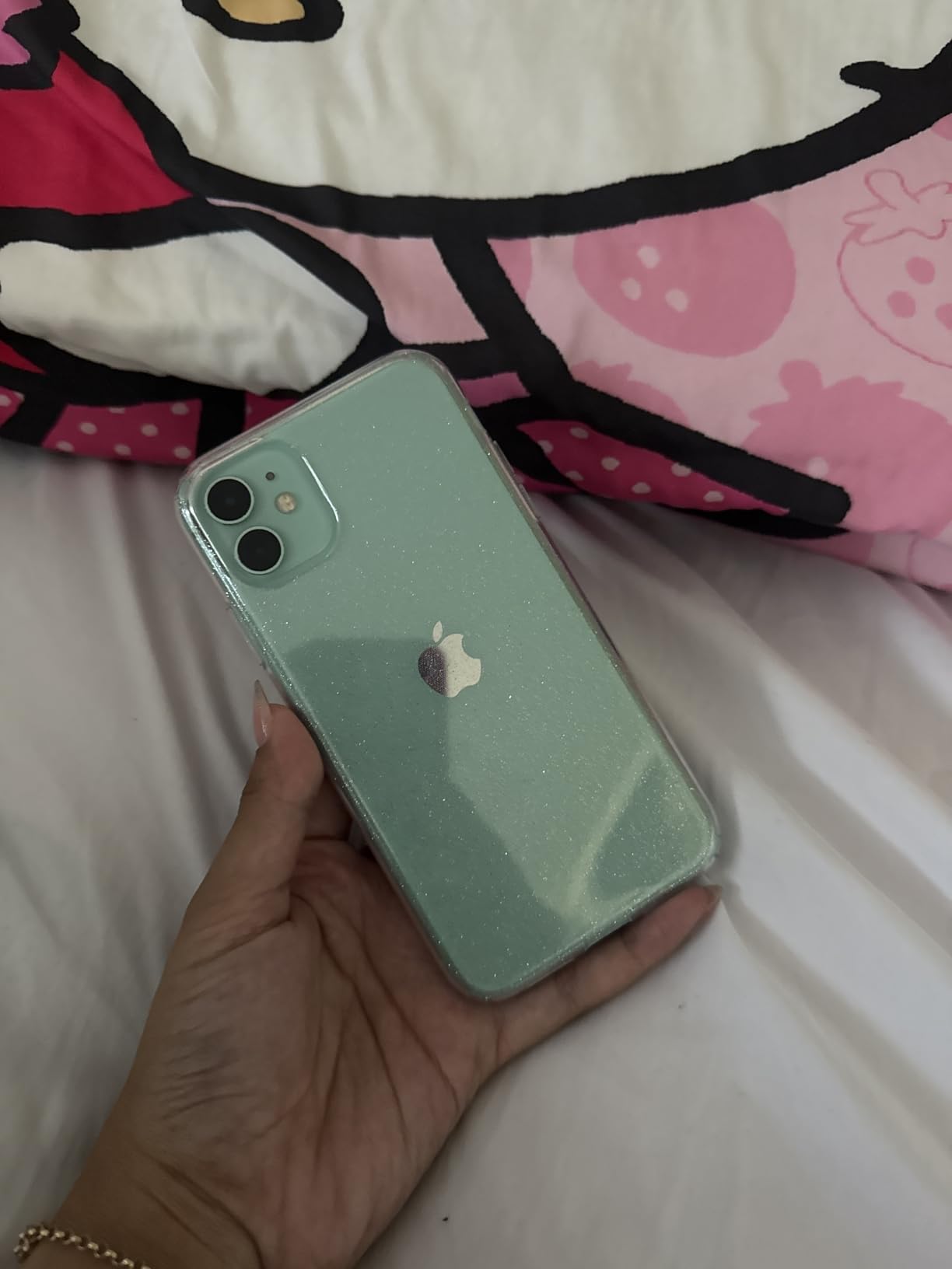 JJGoo Compatible with iPhone 11 Case, Clear Glitter Sparkle Bling Anti-Scratch Shockproof Protective Flexible Phone Cases Cute Slim Thin Bumper Cover for Women Girls (6.1 inch) 2019 - Customer Photo 2