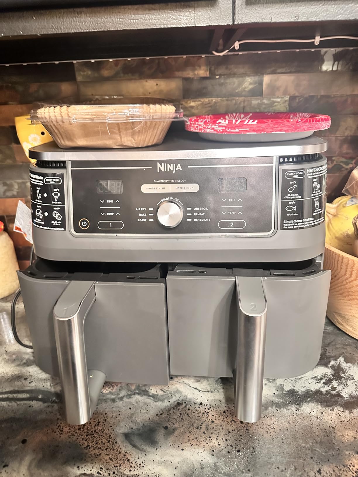 Ninja Foodi 8 Quart 6-in-1 DualZone 2-Basket Air Fryer with 2 Independent Frying Baskets, Match Cook & Smart Finish to Roast, Broil, Dehydrate & More for Quick, Easy Meals, Grey, DZ201 customer photo 2