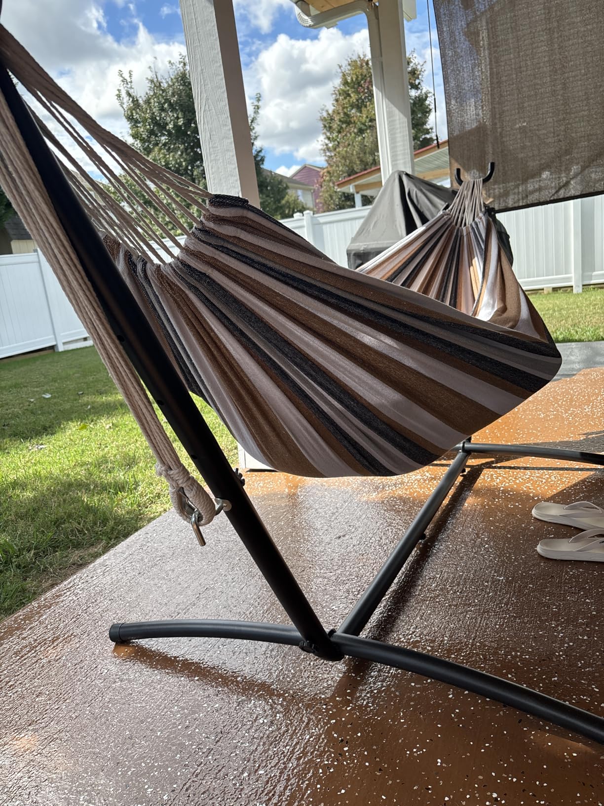 SUPER DEAL Portable 2 Person Hammock with 9FT Hammock Stand, 620 LBS Capacity Adjustable Hammock Bed with Space Saving Carrying Case Included for Camping Garden Backyard Patio Indoor Outdoor - Customer Photo 2