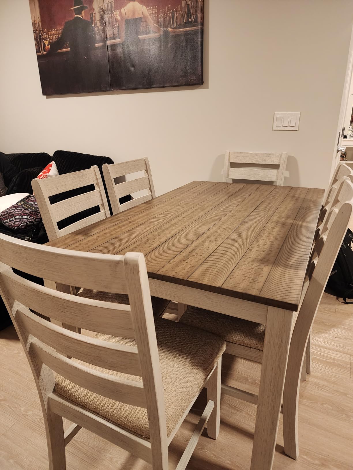 Signature Design by Ashley Caitbrook Rustic 7-Piece Dining Set - Rectangular Table with 6 X-Back Upholstered Chairs, Gray customer photo 2