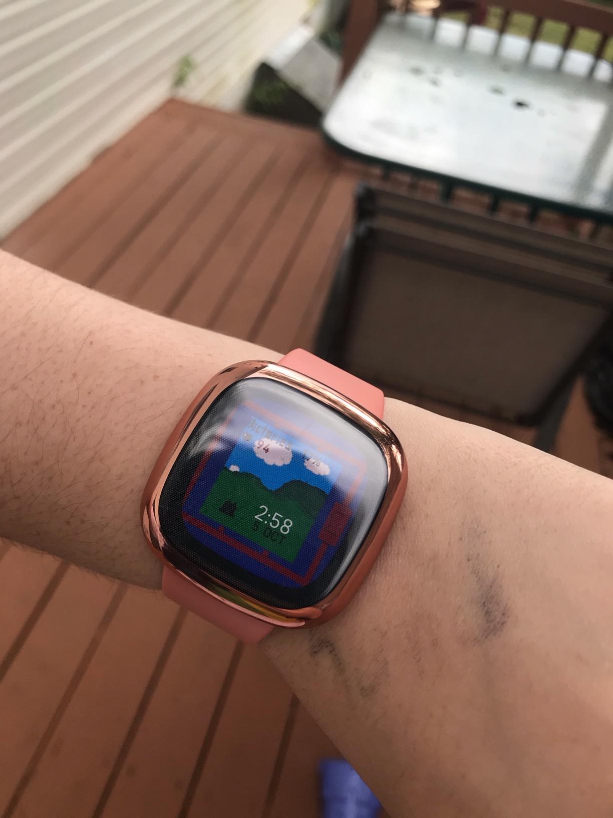 Fitbit Versa 3 Health & Fitness Smartwatch with GPS, 24/7 Heart Rate, Alexa Built-in, 6+ Days Battery, Midnight Blue/Gold, One Size (S & L Bands Included) - Customer Photo 1