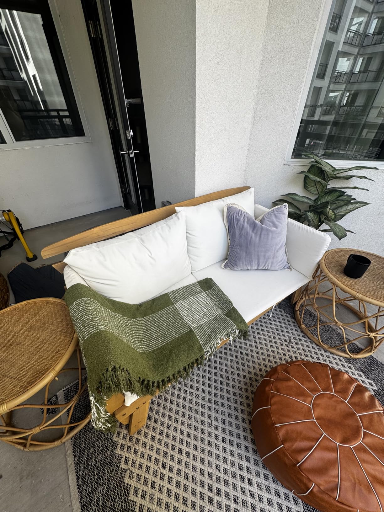 Tangkula Convertible Acacia Wood Patio Couch Sofa Bed with Adjustable Armrest, Outdoor Daybed with Cushion & Pillows, Outside Folding Futon Sofa Couch Bench for Porch, Courtyard, Poolside & Garden - Customer Photo 1
