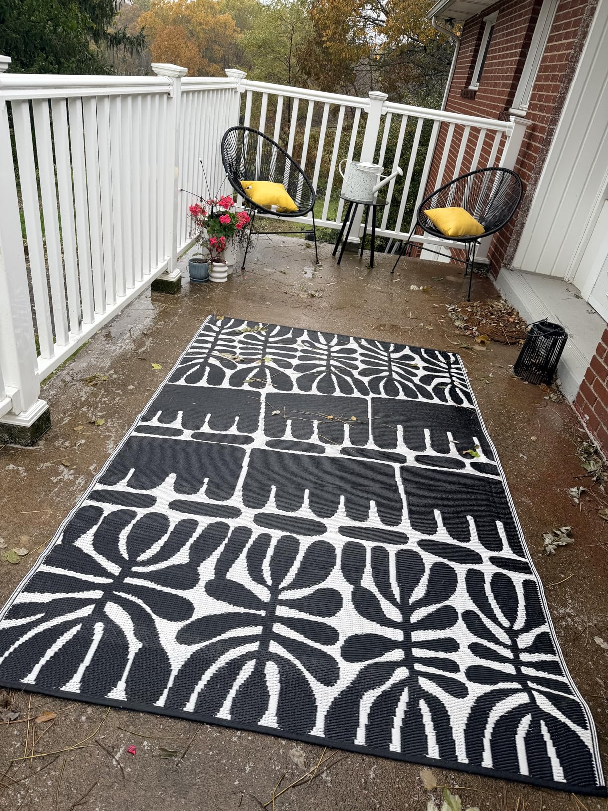 Fab Habitat Outdoor Rug - Waterproof, Fade Resistant, Crease-Free - Premium Recycled Plastic - Geo Tribal - Porch, Deck, Balcony, Mudroom, Laundry Room, Patio - Cairo - Natural & Black - 3 x 5 ft Customer Review Fab Habitat Outdoor Rug - Waterproof, Fade Resistant, Crease-Free - Premium Recycled Plastic - Geo Tribal - Porch, Deck, Balcony, Mudroom, Laundry Room, Patio - Cairo - Natural & Black - 3 x 5 ft - Customer Photo 1