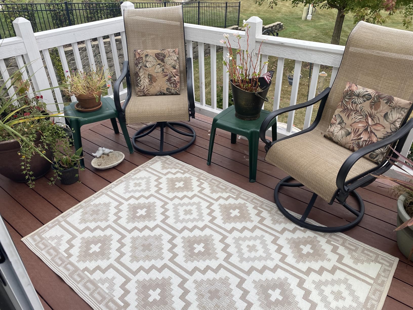 Fab Habitat Outdoor Rug - Waterproof, Fade Resistant, Crease-Free - Premium Recycled Plastic - Geo Tribal - Porch, Deck, Balcony, Mudroom, Laundry Room, Patio - Cairo - Natural & Black - 3 x 5 ft Customer Review Fab Habitat Outdoor Rug - Waterproof, Fade Resistant, Crease-Free - Premium Recycled Plastic - Geo Tribal - Porch, Deck, Balcony, Mudroom, Laundry Room, Patio - Cairo - Natural & Black - 3 x 5 ft - Customer Photo 2