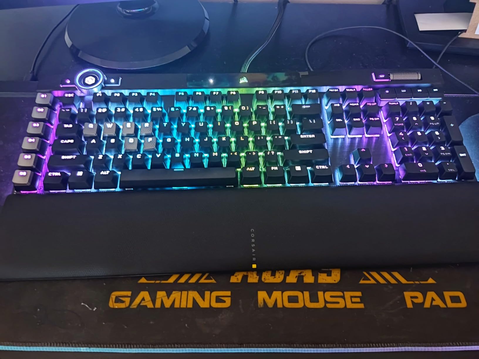 Corsair K100 RGB Optical-Mechanical Wired Gaming Keyboard - QWERTY US Layout, OPX Switches - PBT Double-Shot Keycaps - Elgato Stream Deck and iCUE Compatible - Black customer photo 1