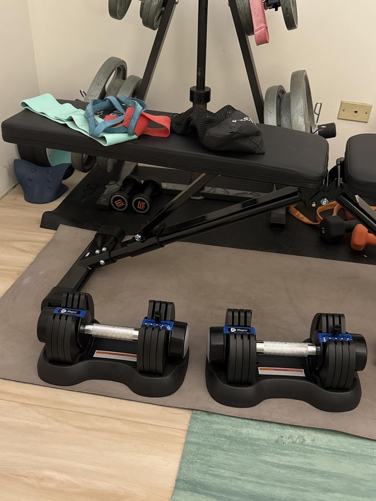 Lifepro Adjustable Dumbbells Set - 15lb, 25lb Pair or 43lb, 55lb & 90lb Single - Quick Adjustment, Anti Slip Handle - Space Saving & Strength Training Weights for Home Gym Exercise & Fitness customer photo 2