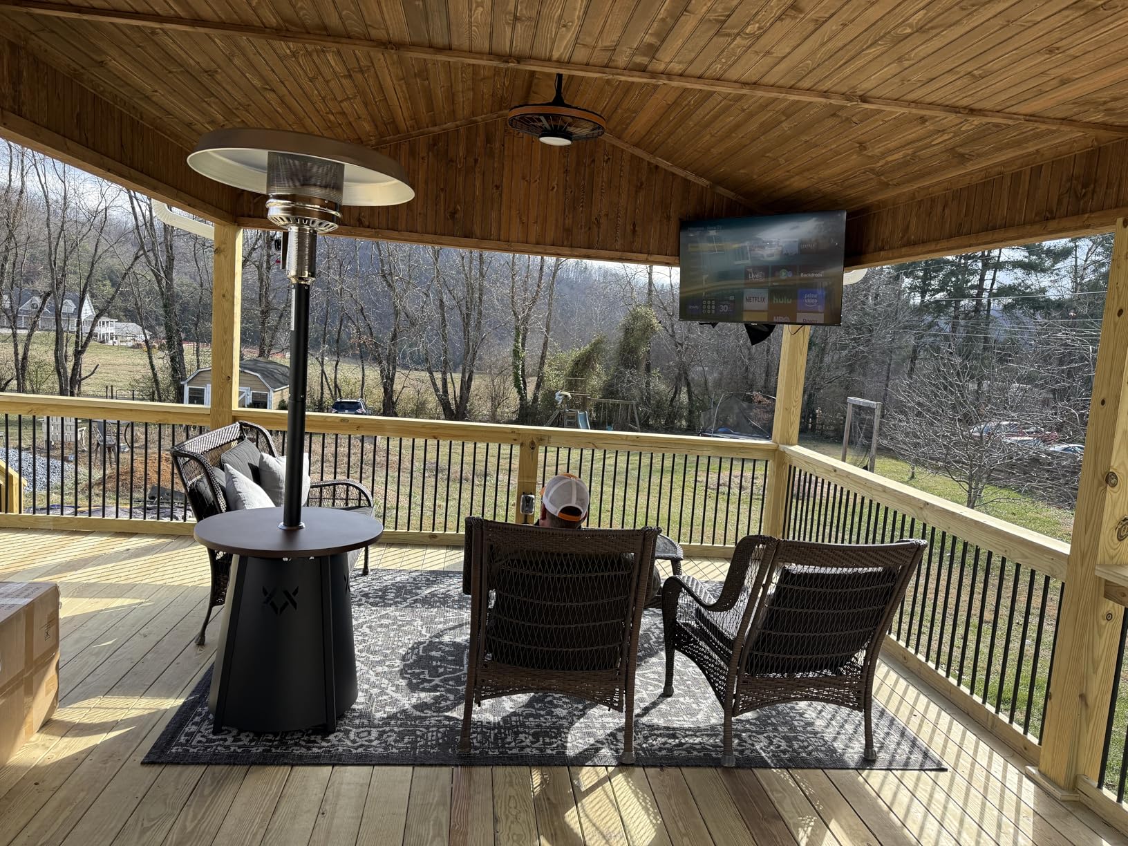 Pamapic Patio Heater, 48,000 BTU Pyramid Flame Patio Outdoor Heater with Cover, Quartz Glass Tube Stainless Steel Propane Heater with Wheels (Stainless Steel Color) Customer Review Pamapic Patio Heater, 48,000 BTU Pyramid Flame Patio Outdoor Heater with Cover, Quartz Glass Tube Stainless Steel Propane Heater with Wheels (Stainless Steel Color) - Customer Photo 1