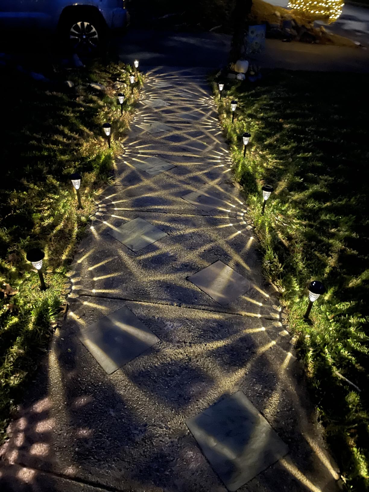 GIGALUMI 12 Pack Solar Lights Outdoor Waterproof, Cool White Pathway Lights Solar Powered, Landscape Lighting, Solar Garden Light for Decor, Patio, Garden, Yard, Pathways, Walkways - Customer Photo 2