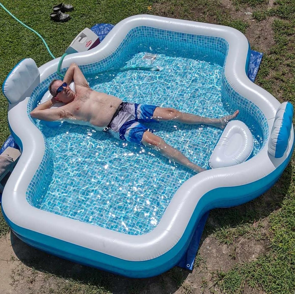 Members Mark Elegant Family Pool 10 Feet Long 2 Inflatable Seats with Backrests. New Version - Customer Photo 1