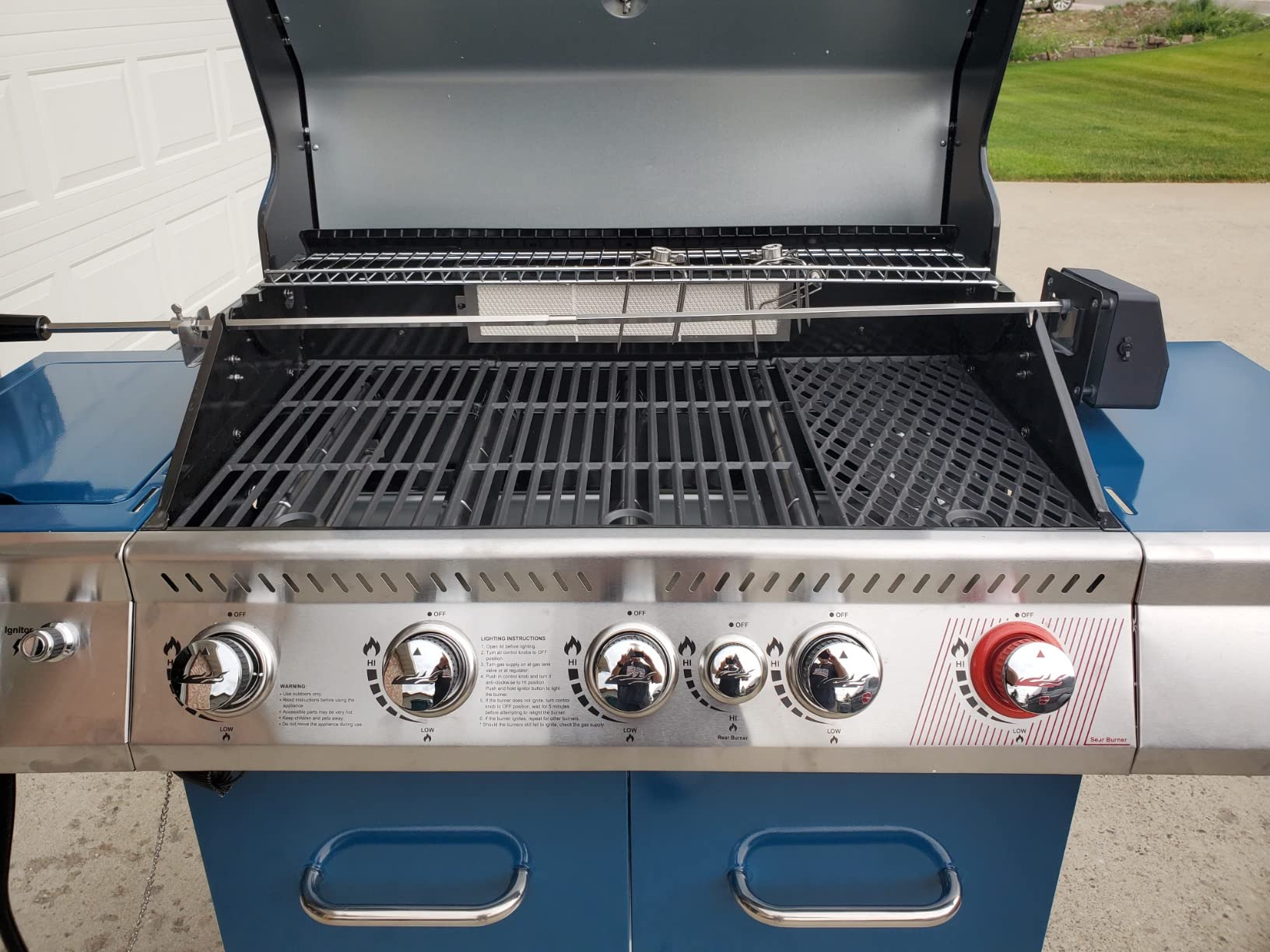 Royal Gourmet GA5403B 5 Burner Propane Gas Grill with Side Burner & Rear Burner, Cabinet Style Design BBQ Grill with 74,000 BTUs Output for Barbecue Grilling & Backyard Cooking, Blue - Customer Photo 4