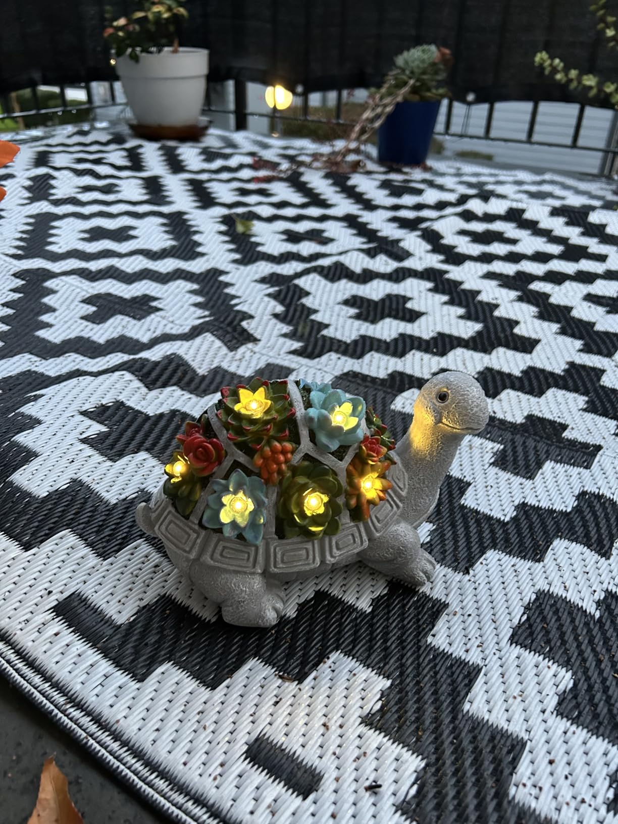 Nacome Solar Garden Outdoor Statues Turtle with Succulent and 7 LED Lights - Lawn Decor Tortoise Statue for Patio, Balcony, Yard Ornament - Christmas Gifts for Mom Grandma customer photo 2